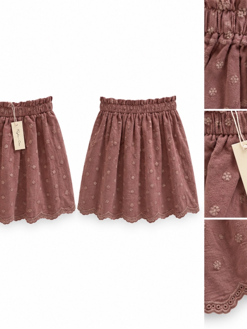 Rylee + Cru Dusty Mauve Embroidered Circle Skirt